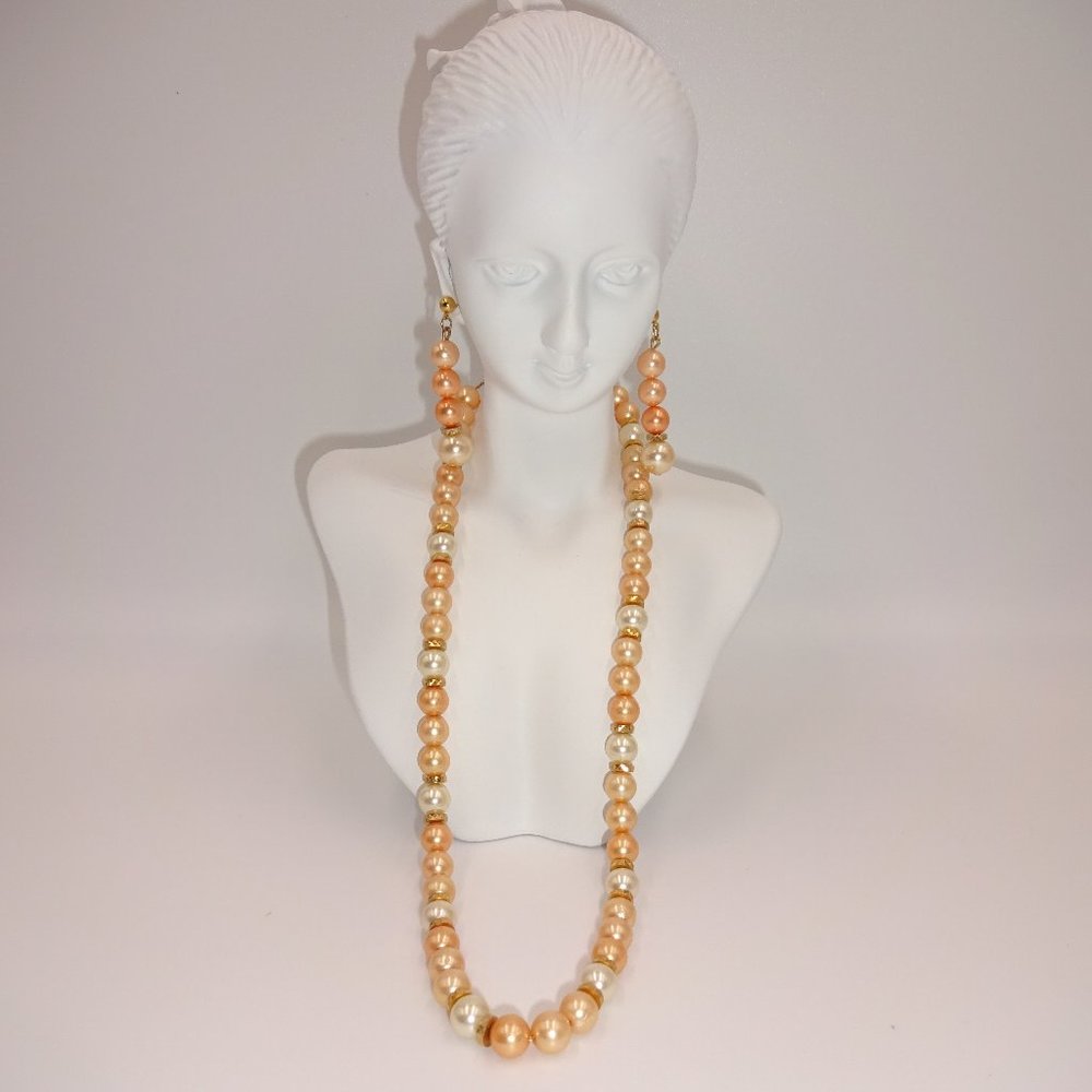 3 Pc Faux Pearl Napier Necklace & Earrings Set